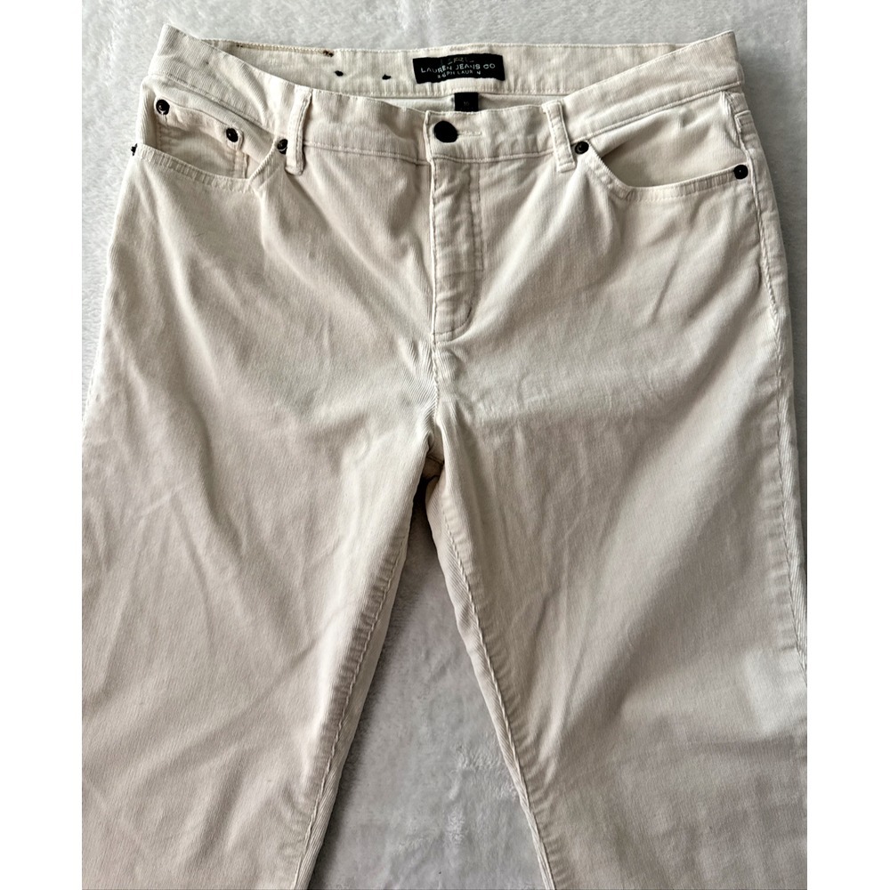 LRL Lauren Jeans Co Corduroy Pants Womens Size 10‎ Ivory Cream Classic Straight - Picture 3 of 16